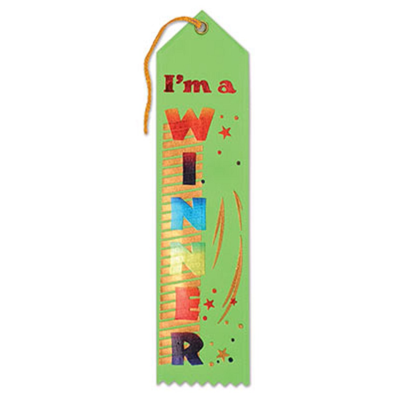Beistle Pack of 6 Green "I'm A Winner Award" School Award Ribbon Bookmarks 8"